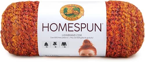 (1 Skein) Lion Brand Yarn Homespun Bulky Yarn, Wild Fire