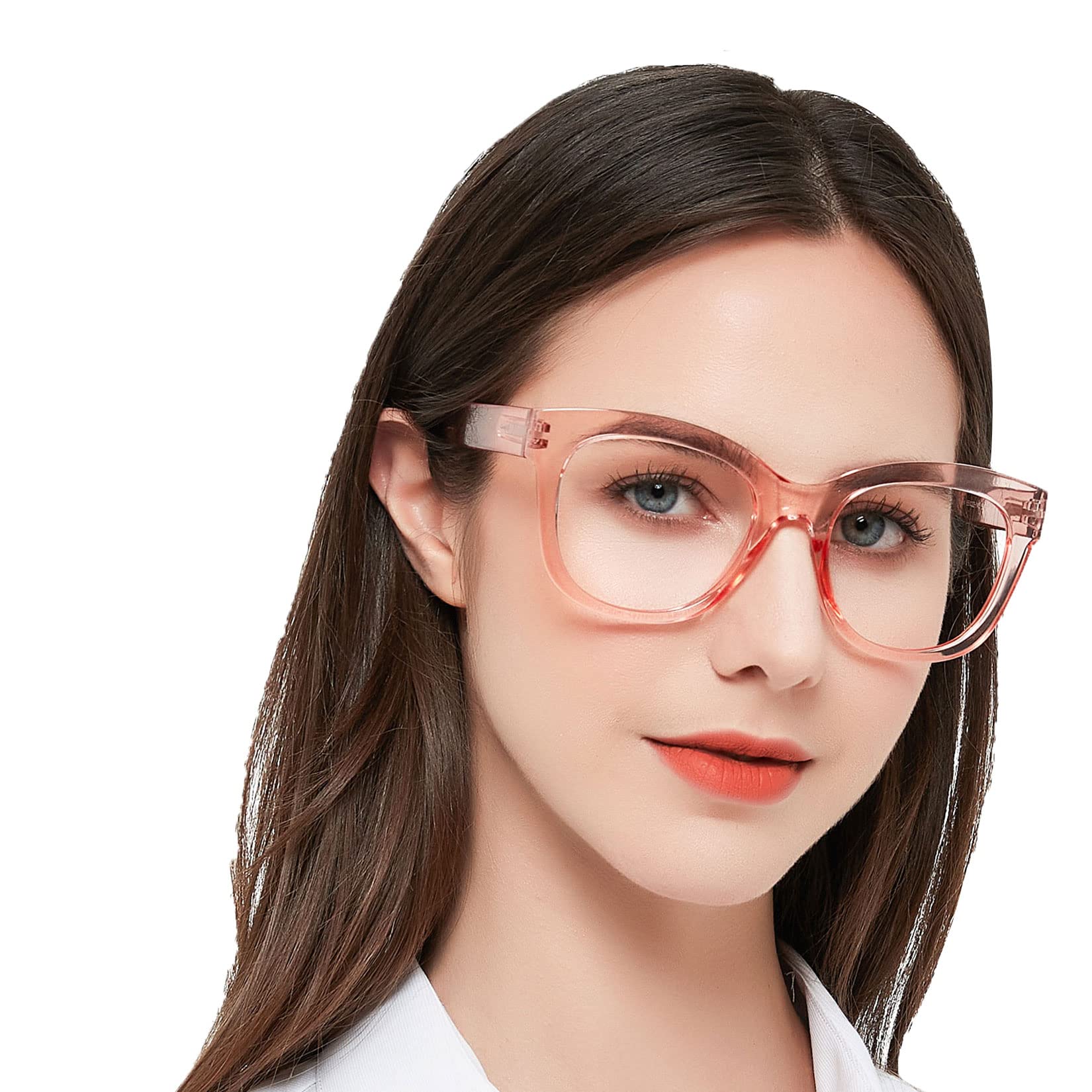 MARE AZZURO Trendy Large Reading Glasses 2.75+ Women Big Oversized Square Readers(Pink, 2.75)