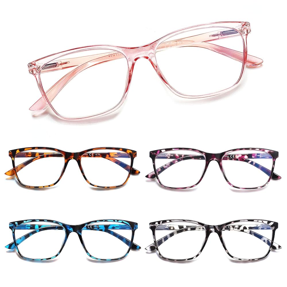 SIGVAN Ladies Reading Glasses Blue Light Blocking Spring Hinge Fashion Pattern Print Eyeglasses for Women (C5 Mix, 1.00, x)