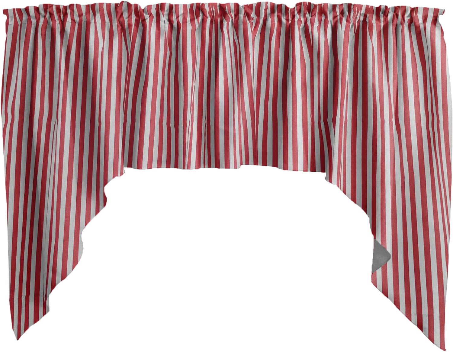 Zen Creative Designs 1/2 Inch Stripe Print Swag Cotton Window Valance Home Décor Bedroom Nursery Kitchen Window (Red Black)