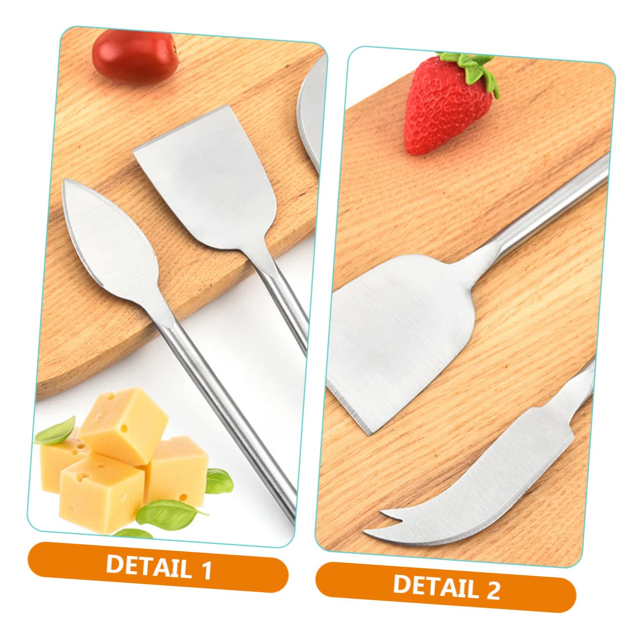BRIGHTFUFU Complete Cheese Knife Set Cheese Cutters Spatula Fork Charcuterie Utensils Made of Stainless Steel for Hard Semi-soft Cheese