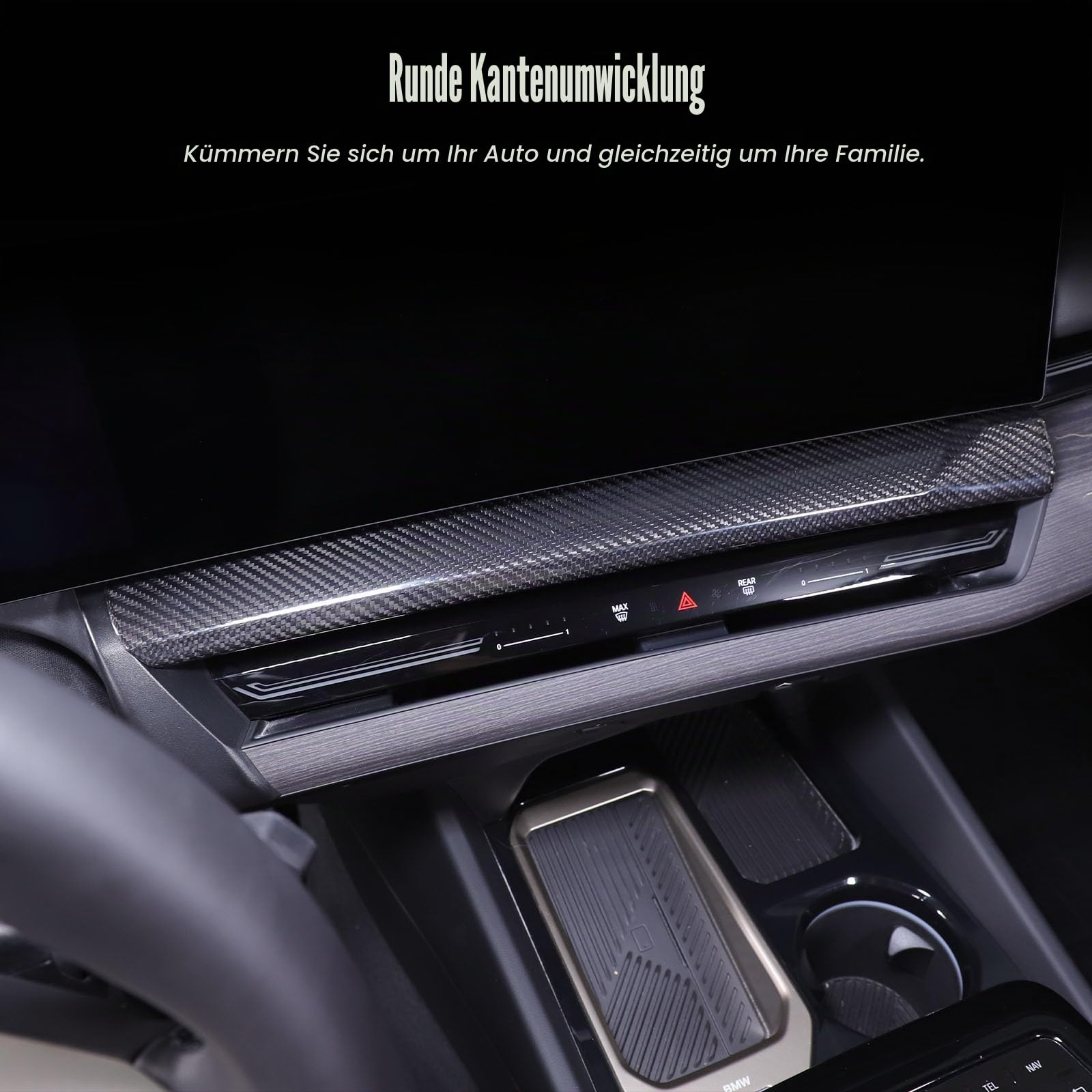 PIUGILH Auto Mittelkonsole Navigationsbildschirm unter dem Dekoratives Panel Geeignet für BMW 5 Series 2024,Zentraler Navigationsbildschirm unteres Panel Verkleidung,Autozubehör (Schwarz)
