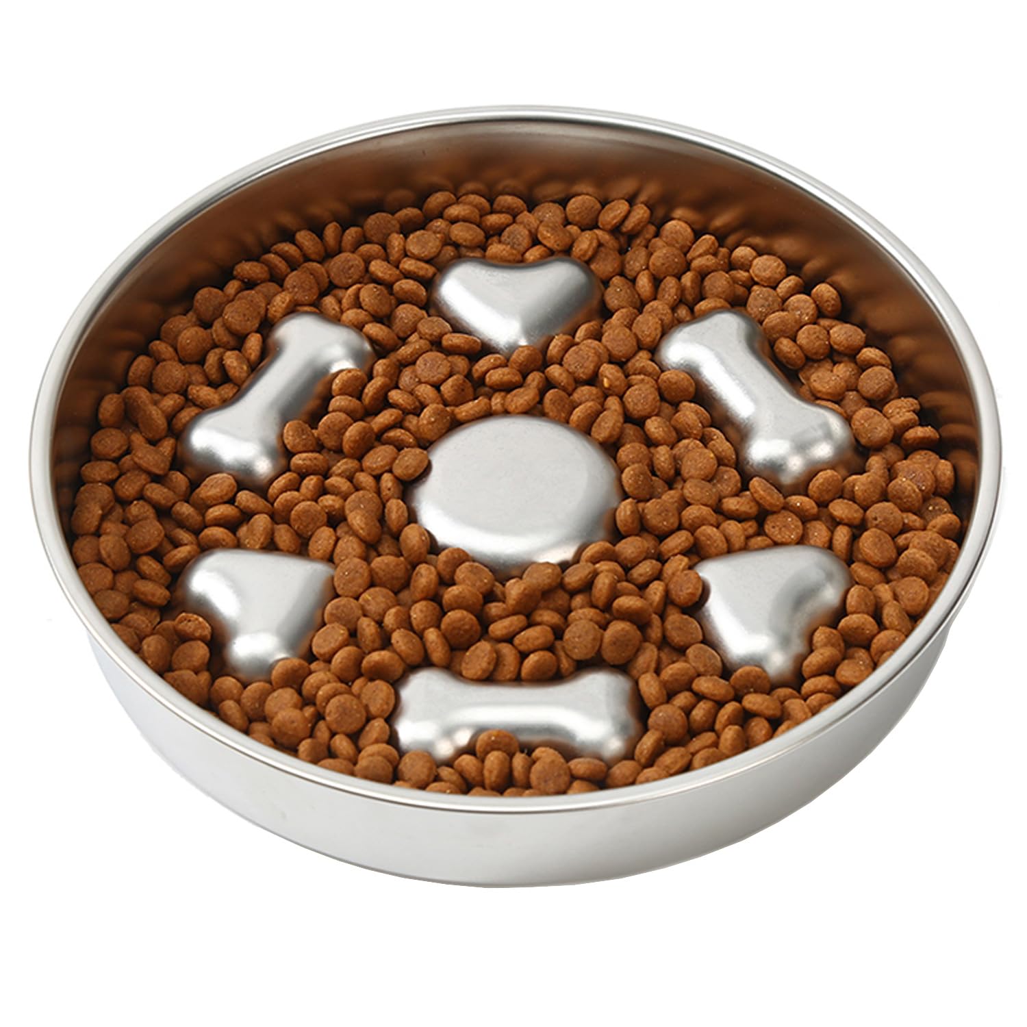 CAISHOW Stainless Steel Non Slip Slow Feeder Dog Bowl Metal Dog Food Bowls for Medium and Large Dogs, Fun Bloat Stop Pet Bowl Dog Water Bowl for Fast Eaters Slows Down Pets Eating โ image 1