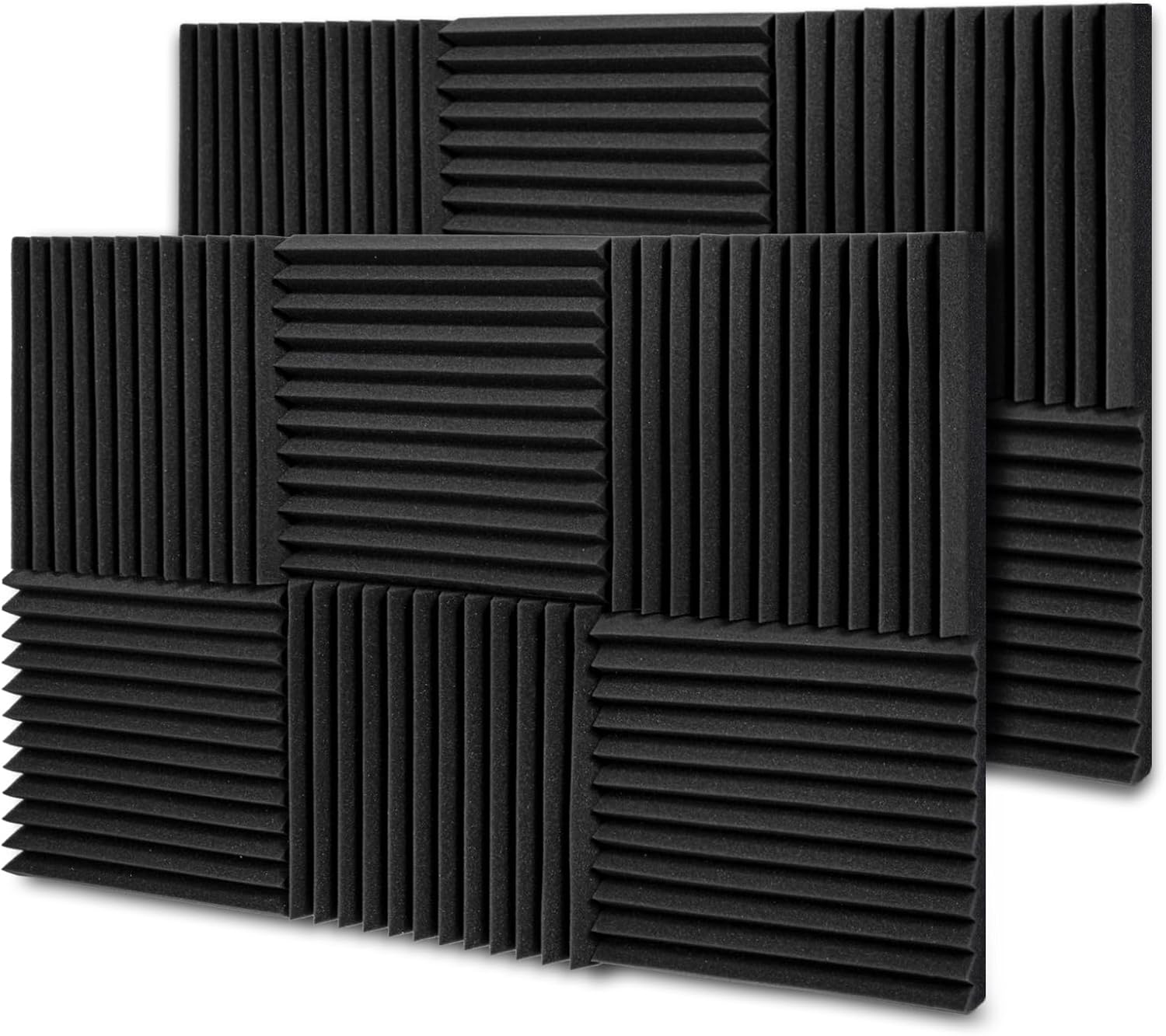 TroyStudio Thick Acoustic Foam Panels, 12 X 12 X 4 Inch 12 Pcs Broadband Sound Absorbing Foam, Dense Soundproof Padding Tile, Recording Studio Foam Absorber, Pyramid Decorative 3D Wall Ceiling Panel