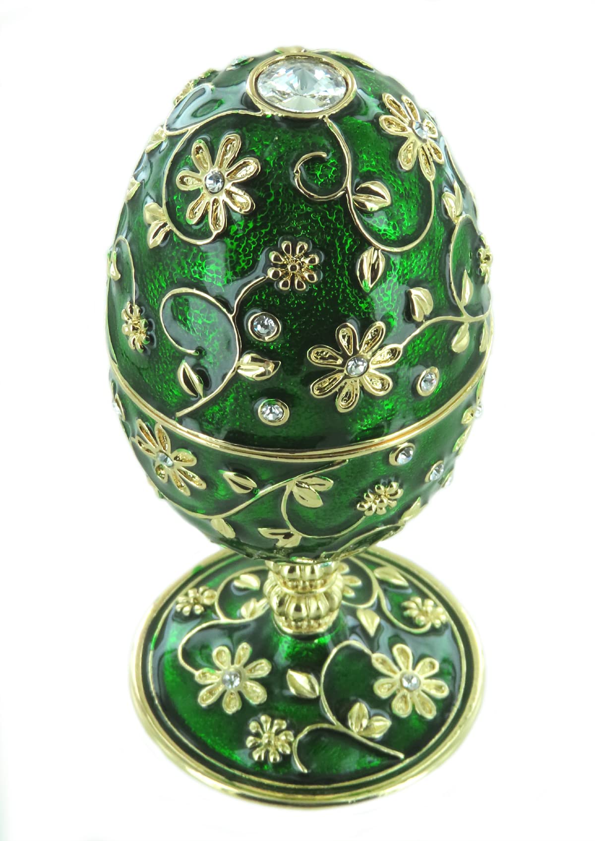 Lutèce Créations Musikalisches Ei/Schmuckei im Fabergé-Stil aus Metall mit Spieluhr, Vergoldungen, Strasssteinen und 18-Ton-Federspielwerk - Blumenwalzer (P. I. Tschaikowski)