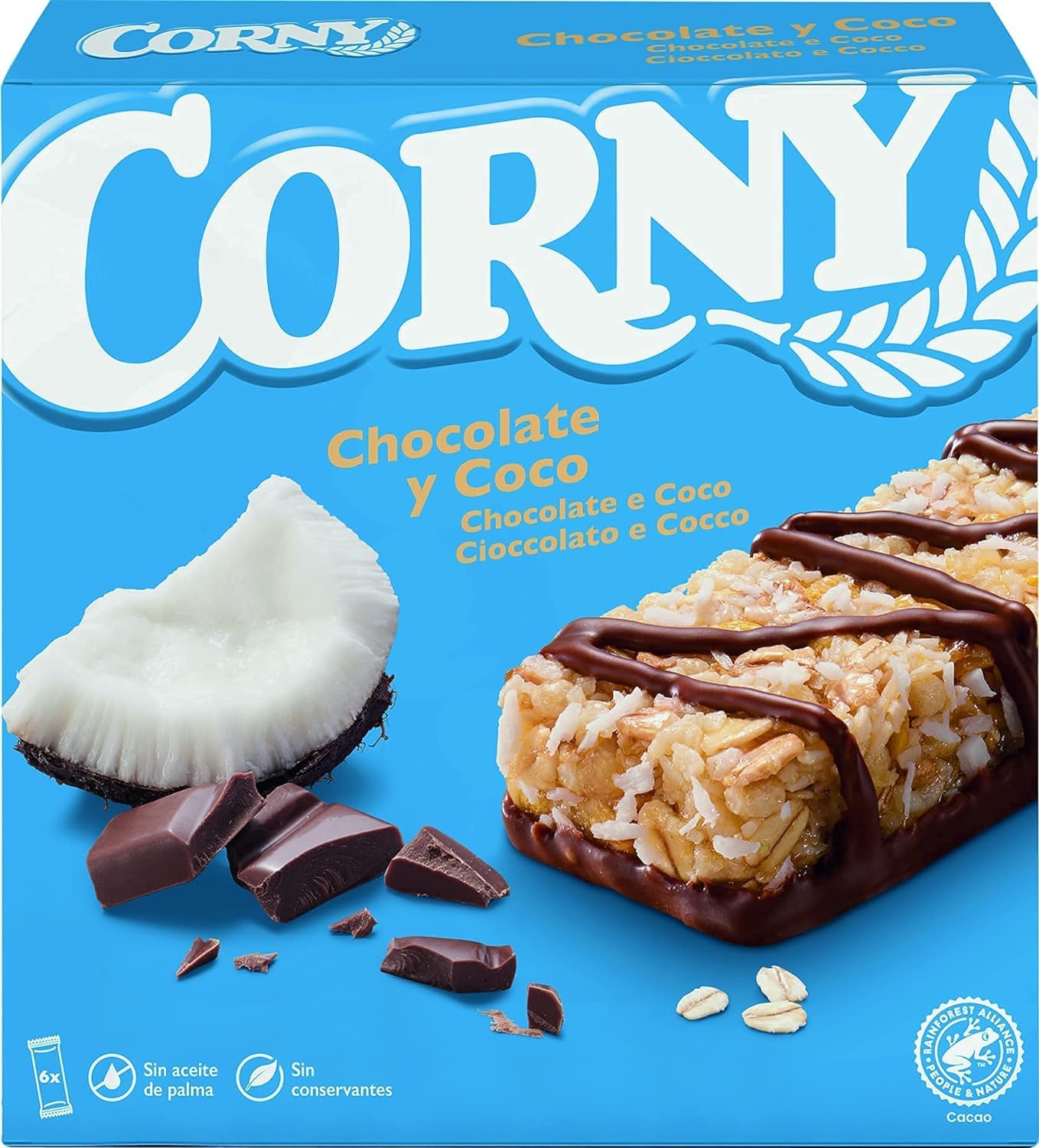4X Corny Barrette di Cereali con Cioccolato al Latte e Scaglie di Cocco 150g