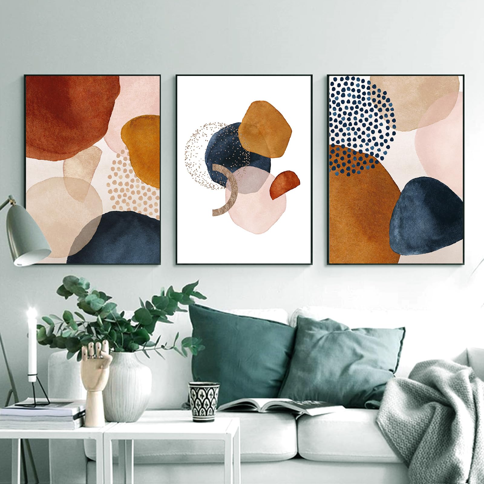 IUNTWEIE Abstract Posters Set of 3 Modern Wall Picture Posters Abstract Geometric Pictures Gold Circular Geometric Canvas Picture Living Room Decoration - Image 2