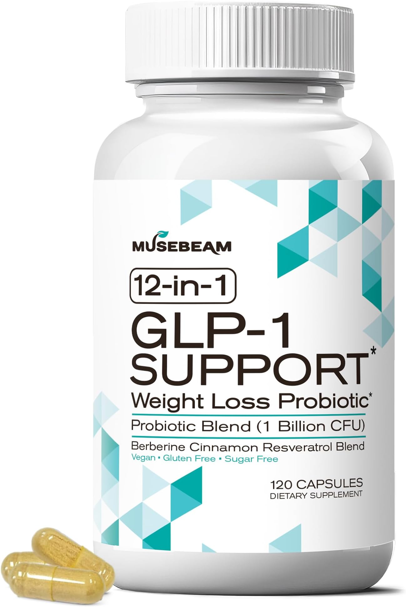 musebeam GLP-1 Support Probiotic Weight Loss Supplement - Women Men GLP1 Support with Berberine - Appetite Suppressant Hunger Control Metabolism Fat Burn & Gut Health Support