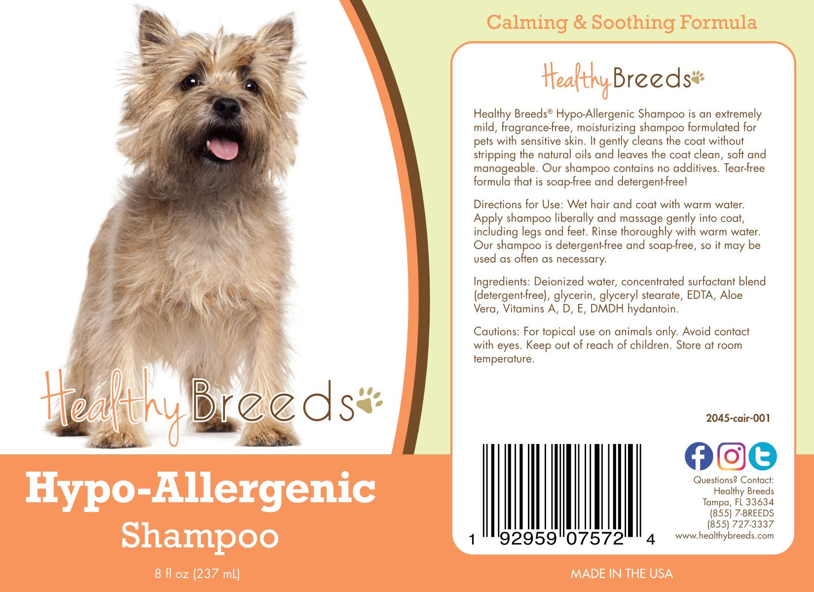 Healthy Breeds Cairn Terrier Hypo-Allergenic Shampoo 8 oz