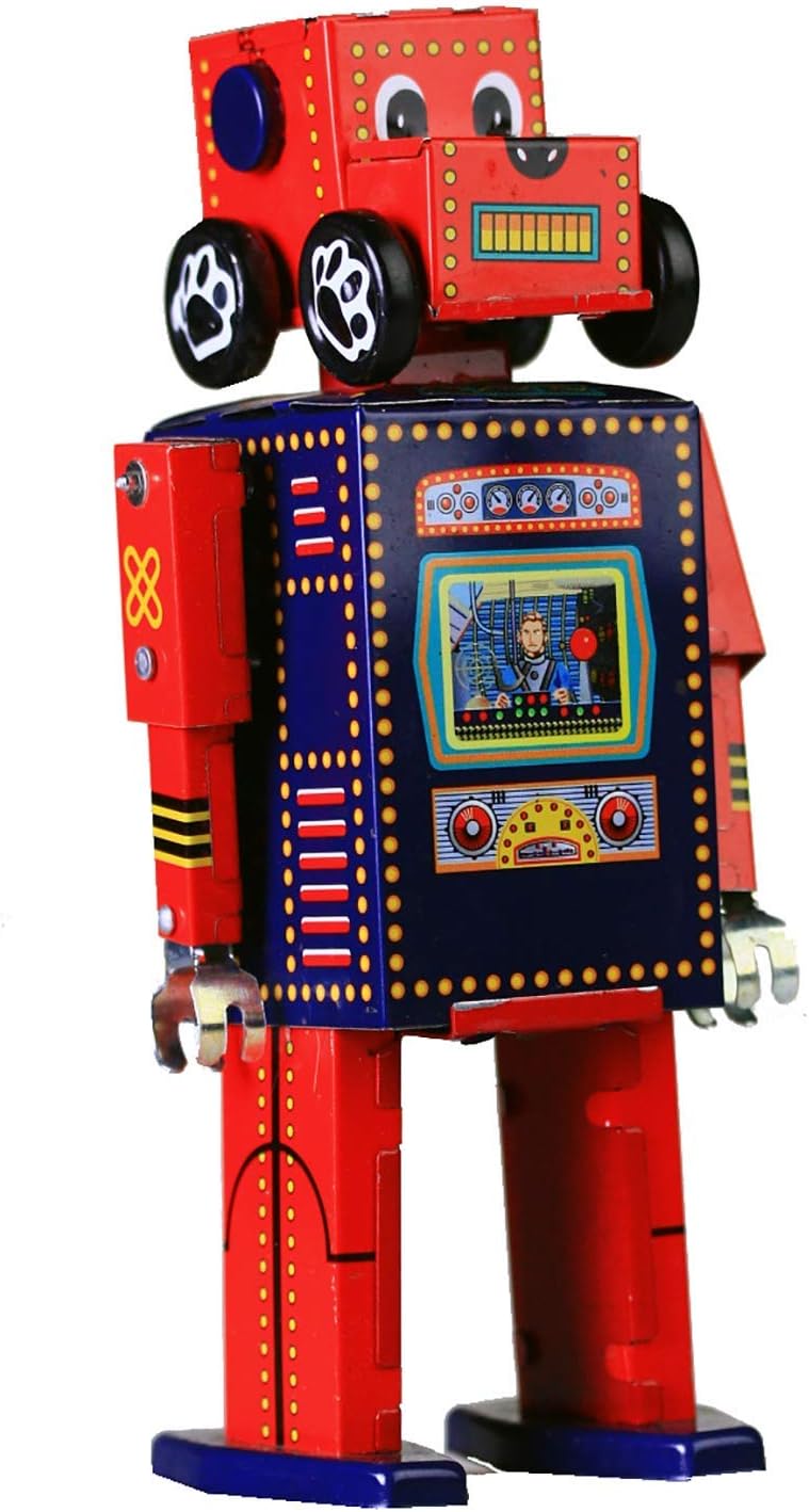 Search and Rescue Rover robot with detachable head, wind up tin toy collectable by Jesters
