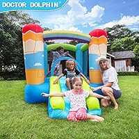 Vista 32 de Doctor Dolphin Castillo inflable de salto con túneles para niños pequeños de 3 a 8 años