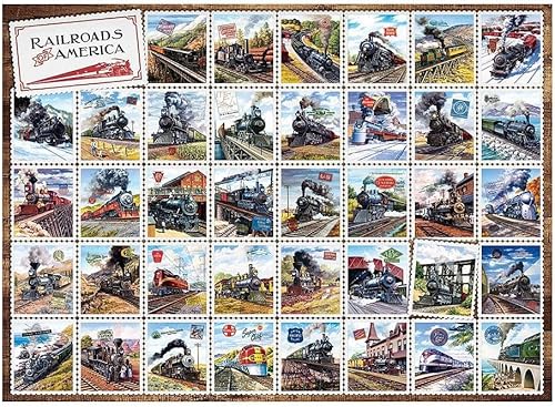 Cobble Hill - Rompecabezas de 1000 piezas, Railroads of America, póster de muestra incluido