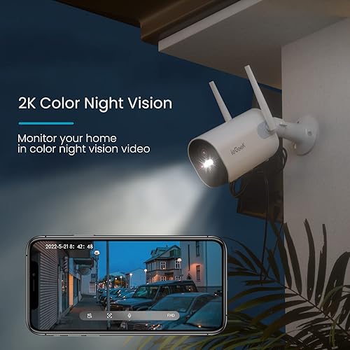 Miniatura 7 de ieGeek Cámaras de seguridad solares inalámbricas para exteriores, paquete de 2, cámara de vigilancia WiFi alimentada por batería con sirena