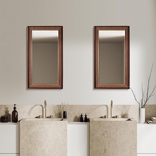 Miniatura 3 de Head West Espejo de tocador biselado con marco de bronce y cobre aceitado, espejos decorativos decorativos para decoración de pared, espejos de baño