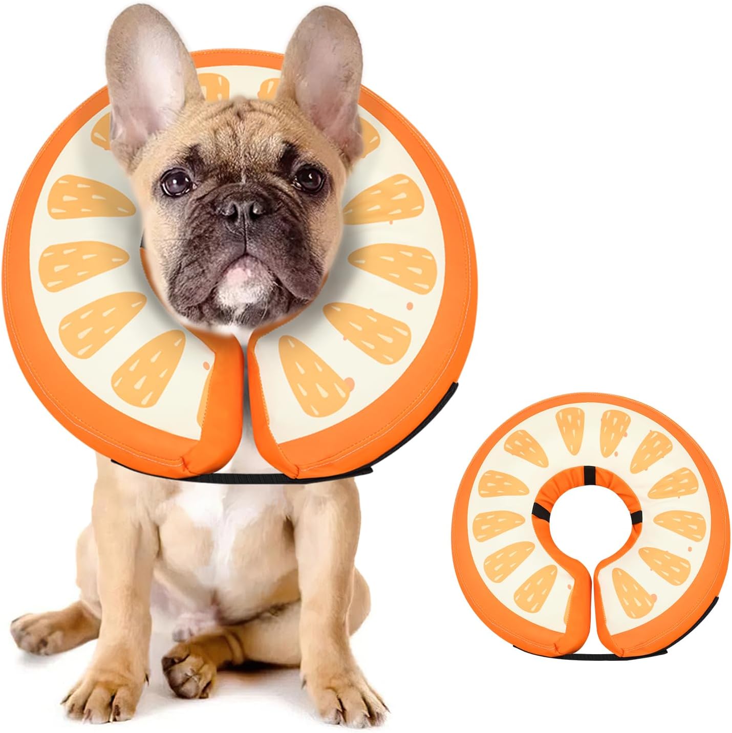 MIDOG Soft Inflatable Dog Cone, Donut E-Collar Alternative for After Surgery, Prevents Licking, Allowing Normal Eating & Vision, Comfortable Recovery Collar for Small Medium Large Dogs&Cats, Orange-M+ Orange M+(Neck:14"-18")