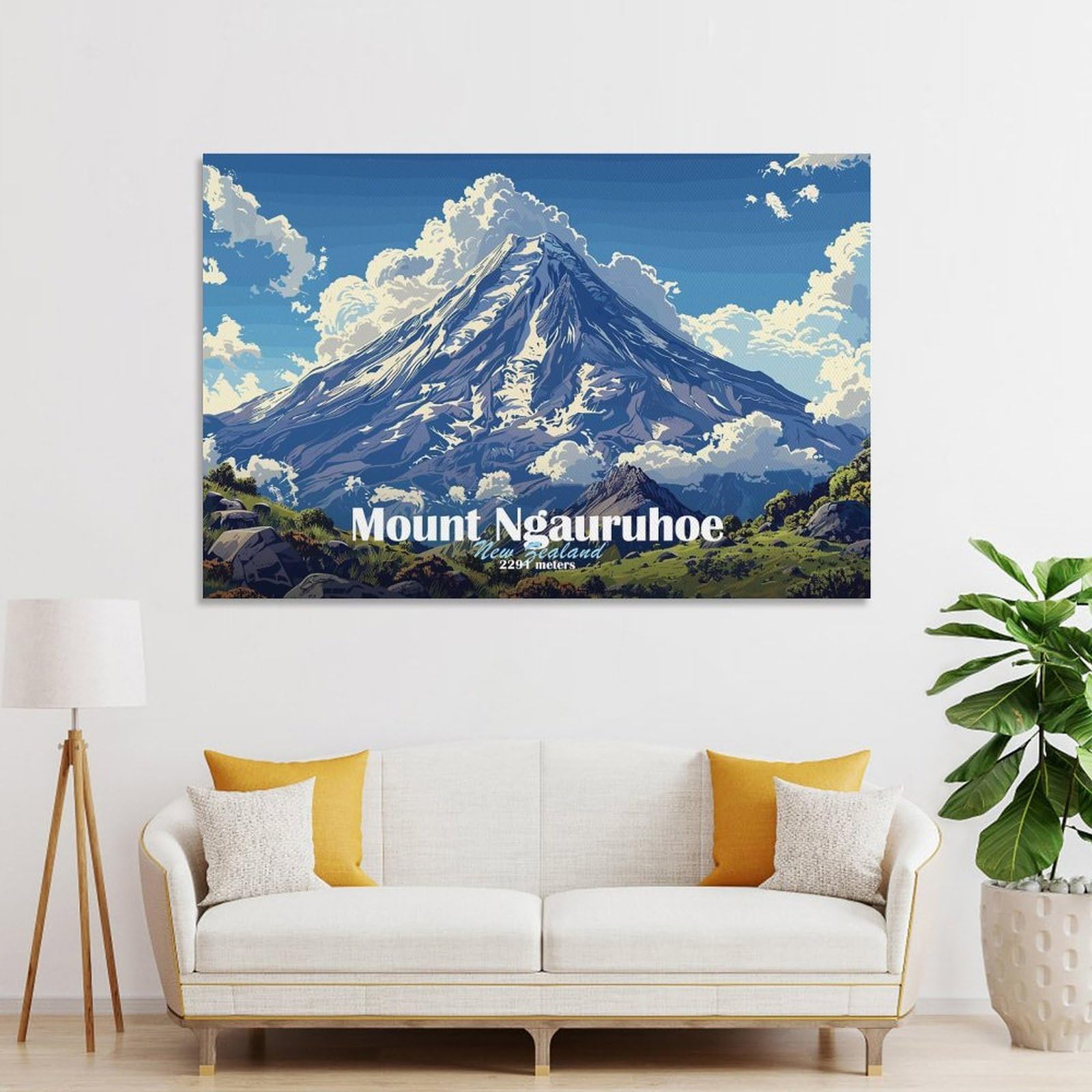 Junmoney Mount Ngauruhoe New Zealand Canvas Wall Art 12x18inch(30x45cm), for Wall Displays, Bedrooms Or Room Updates, Ideal for Building A Coordinated Art Wall
