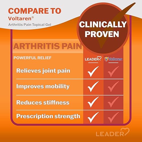 Miniatura 6 de Leader Gel para aliviar el dolor de artritis, fuerza de prescripción original, gel tópico de diclofenaco sódico al 1%, para adultos, hombres y