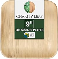 Vista 11 de Platos cuadrados desechables de hoja de palma Charity Leaf de 9" (22.86 cm) (50 piezas) Platos de servir tipo bambú, tablas desechables, vajilla