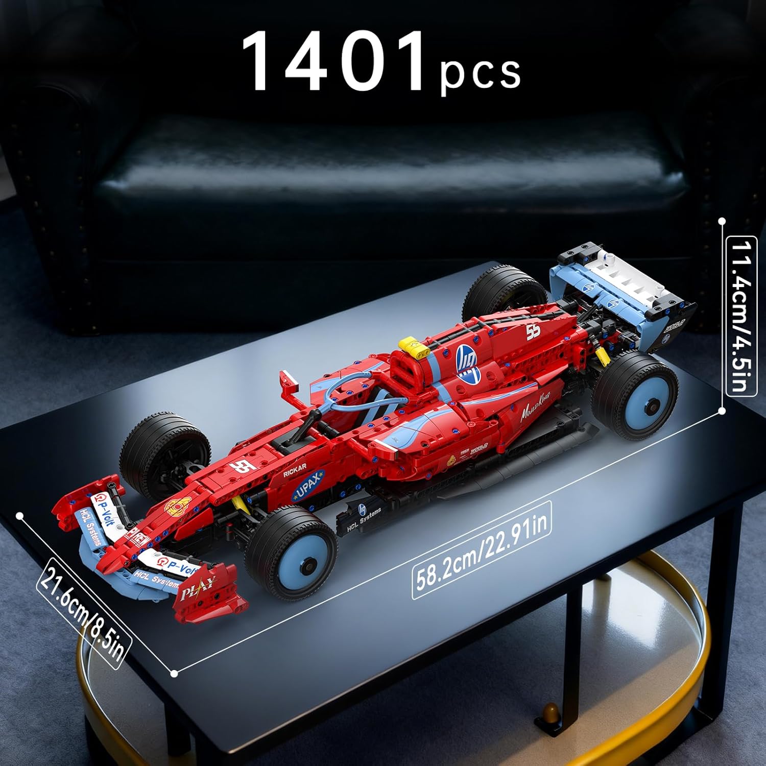 Mould King Racing Car Building Sets, MOC 1:10 Collectible Set for Adults, Race Car with Realistic Details & Display Model for Home or Office Décor (1401+PCS, 13209)