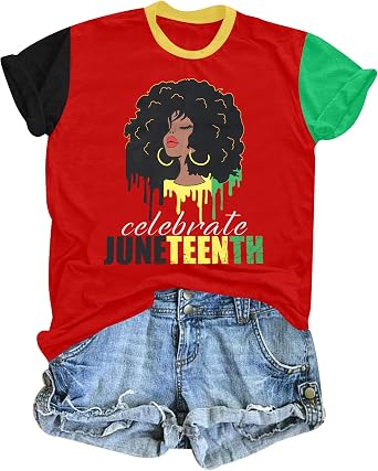 Juneteenth Shirts Women Celebrating Black Freedom T-Shirt Celebrate Juneteenth Tee 1865 Black Independence Tops