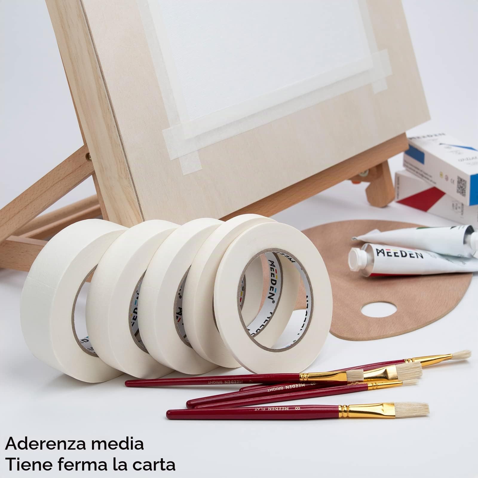 MEEDEN 10 confezioni di nastro bianco per artisti, 19 mm, con un totale di 550 m, nastro adesivo per pittura artistica, disegno, telaio, senza acidi, multiuso, per artigianato, ufficio, scuola