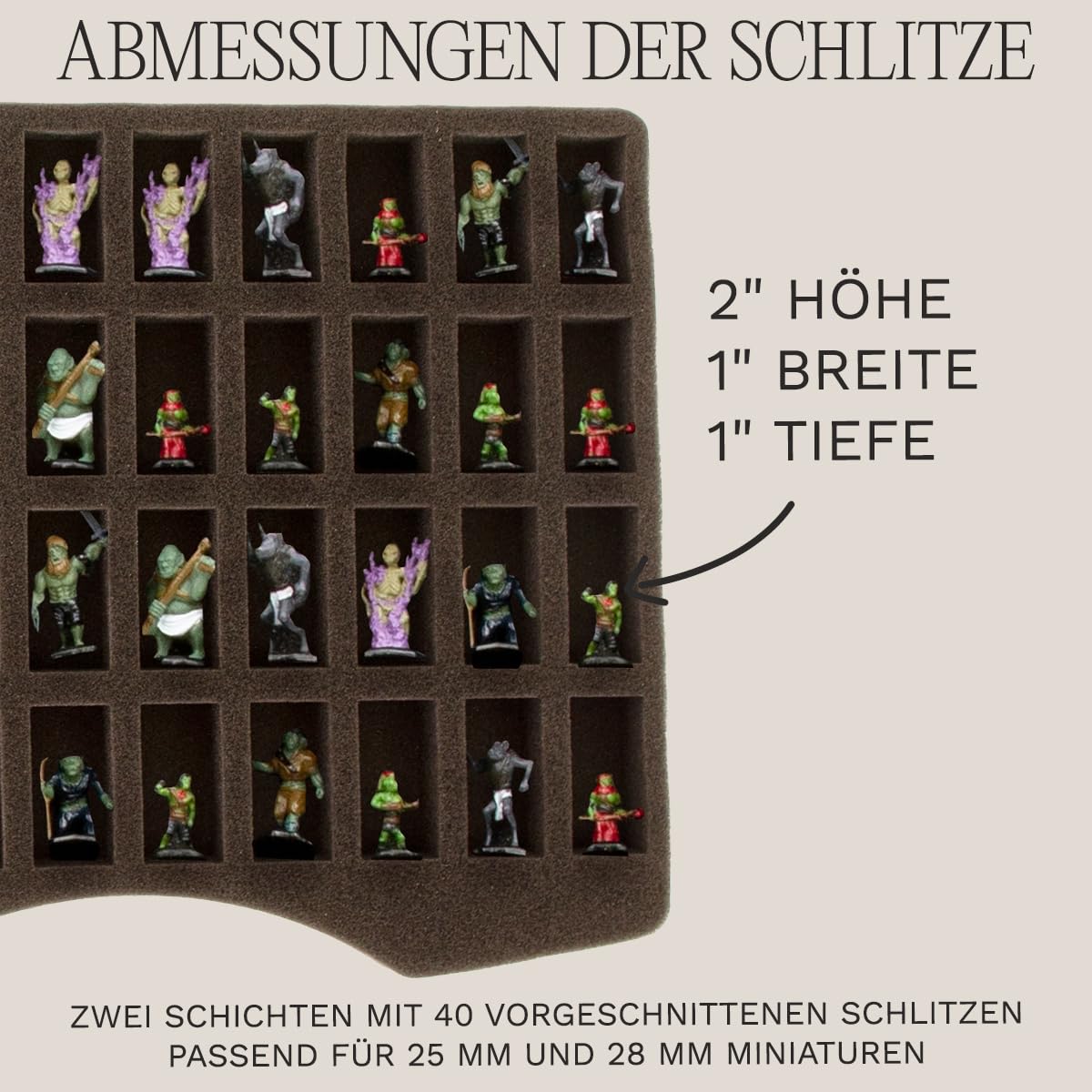 Hartem - Transportkoffer für Miniaturen | Wasserdichtes Hartschalenkoffer mit stoßfesten Schaumstoffschalen | speziell für Modellbau und Wargames | Kapazität: 120 Figuren | 32 x 36 x 14 cm