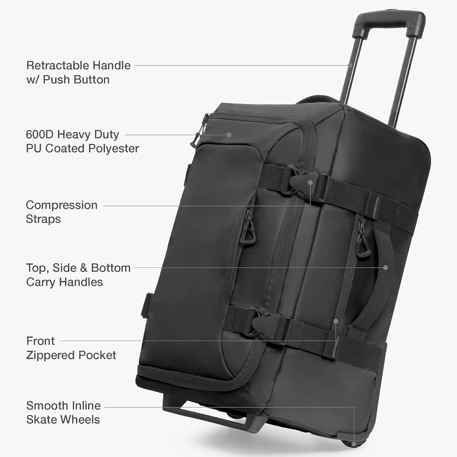 Traveler's Choice Softside Upright Wheeled Duffel Bag - Image 7