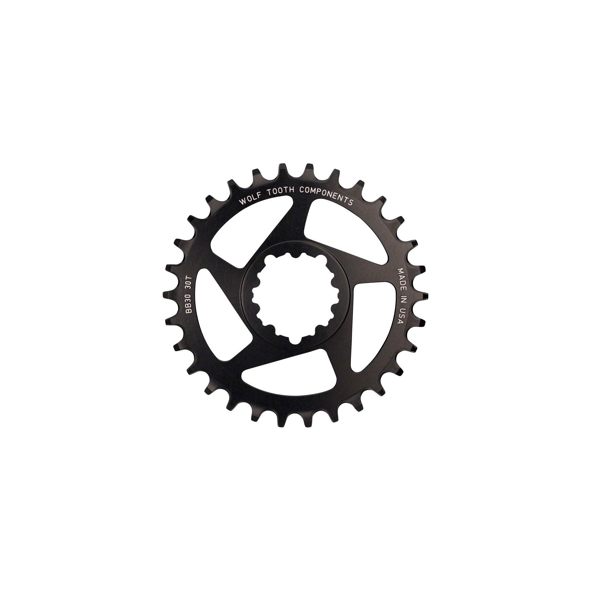 Wolf Tooth Components 34t Direct Mount Drop-Stop Chainring for SRAM BB30 Short Spindle Cranks, Black