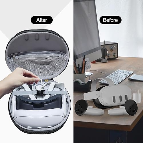 Miniatura 5 de JDDWIN Hard Case Compatible with Meta Oculus Quest 3 VR Gaming Headset&Touch Controllers,Waterproof Shockproof Carrying Bag with Mesh Pocket for