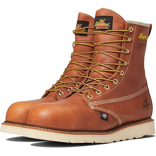 Thorogood American Heritage 8” Waterproof Composite Toe Work Boots for Men Made from Premium Leather with Slip-Resistant Wedge Outsole and Comfort Insole; EH Rated