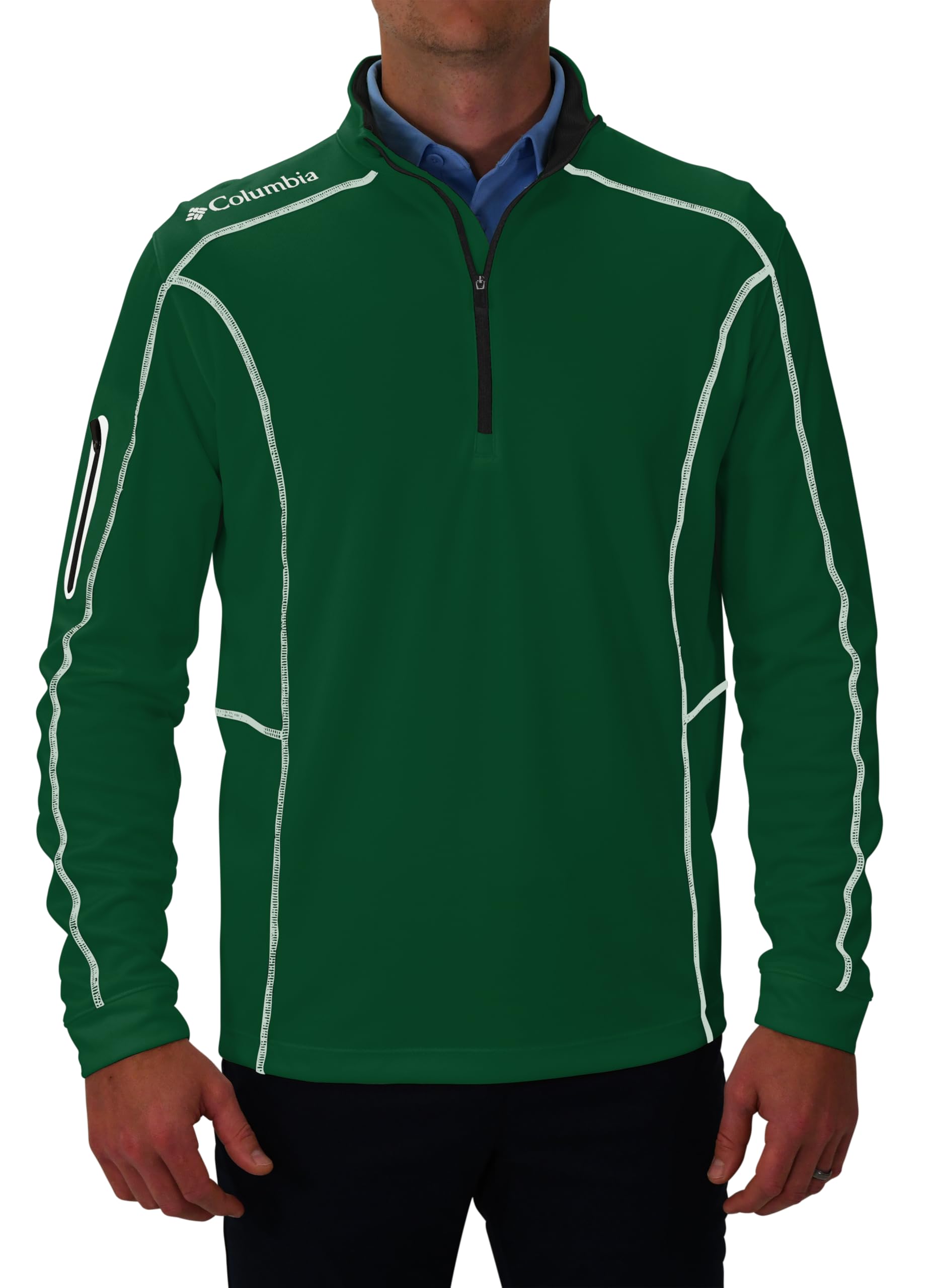 Columbia Golf Omni-Wick Shotgun 1/4 zip long sleeve pullover(ForestGreen/White) (3XL)
