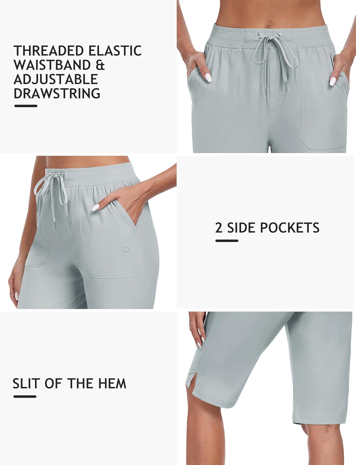 MoFiz Womens 13" Knee Length Hiking Shorts Quick Dry Water Resistant Athletic Travel Golf Bermuda Shorts with 3 Pockets - Image 6