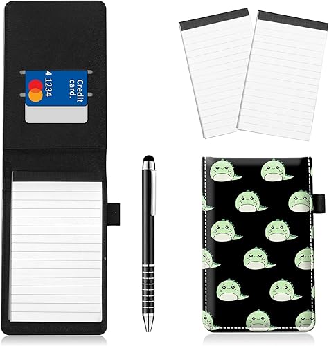 Juego de 4 soportes para bloc de notas de tamaño de bolsillo, de piel sintética, mini bloc de notas con 2 bloc de notas pequeños y lápiz capacitivo,