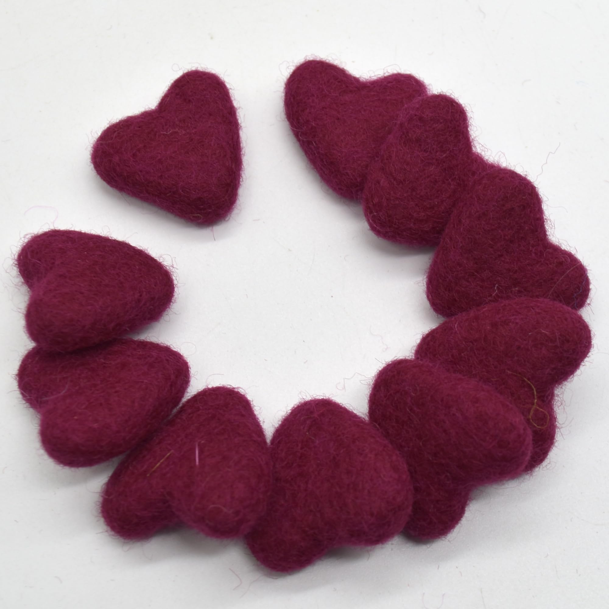 Oriental Direct Rosewood Red 100% Wool Felt Hearts - 3Cm - 10 Felt Hearts
