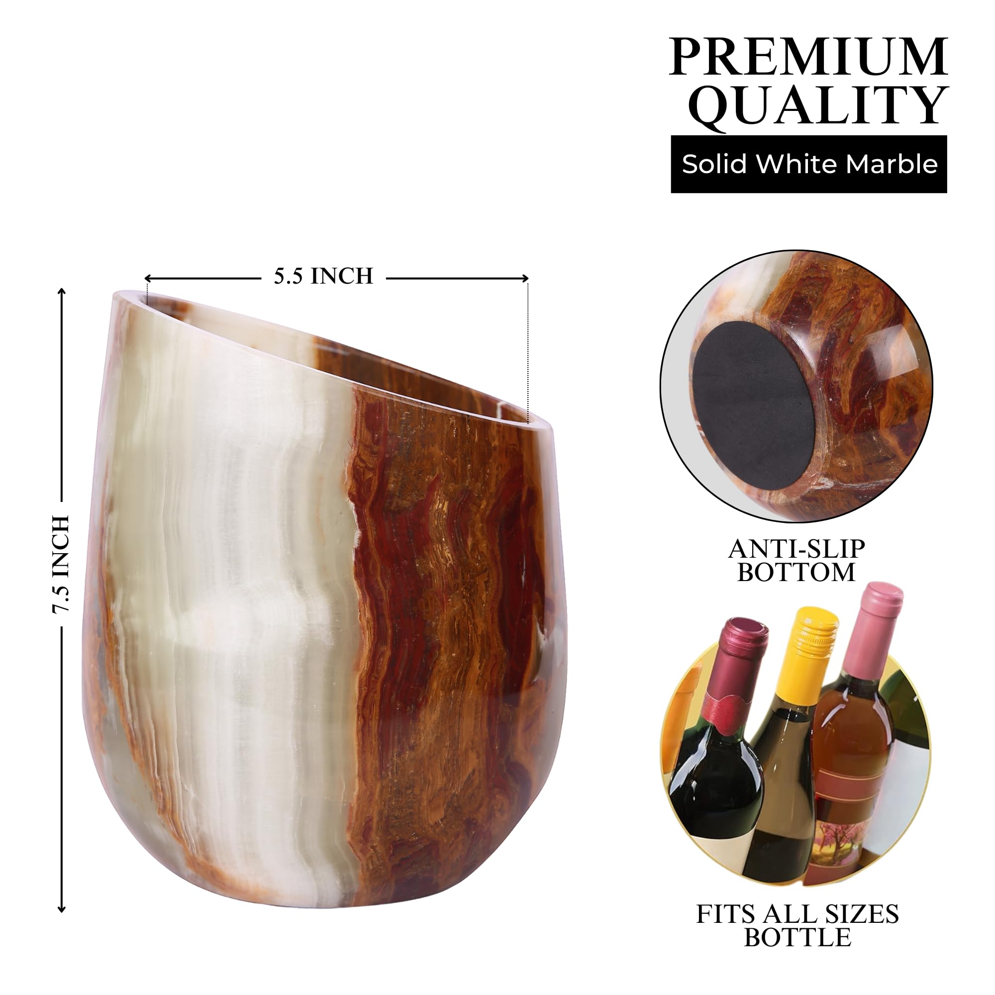 Enfriador de vino de mármol, cubo enfriador de vino de alta calidad, perfecto para botellas de vino, mantiene tu enfriador de champán y seguro, sostiene fácilmente botellas de 750 ml,
