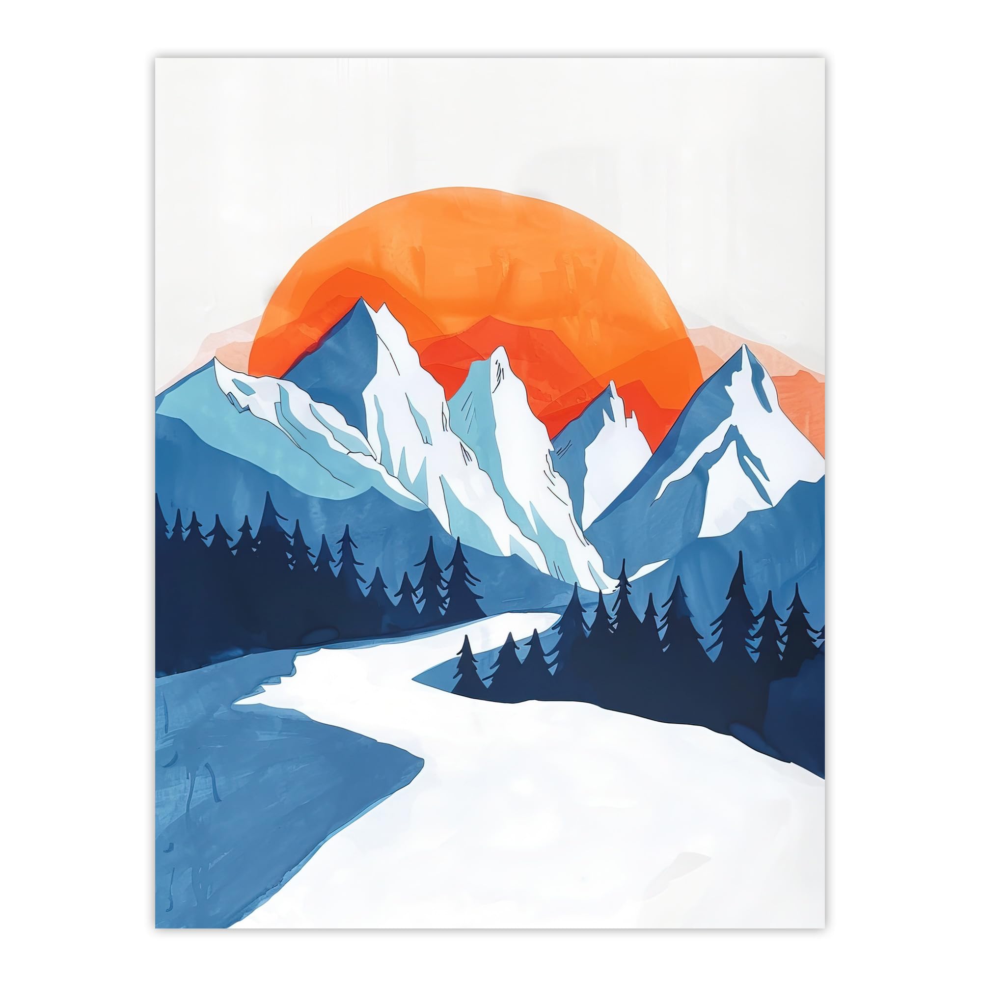 Artery8 Winter Sunrise South American Andes Mountain Painting Living Room Large Wall Art Poster Print Thick Paper 18X24 Inch