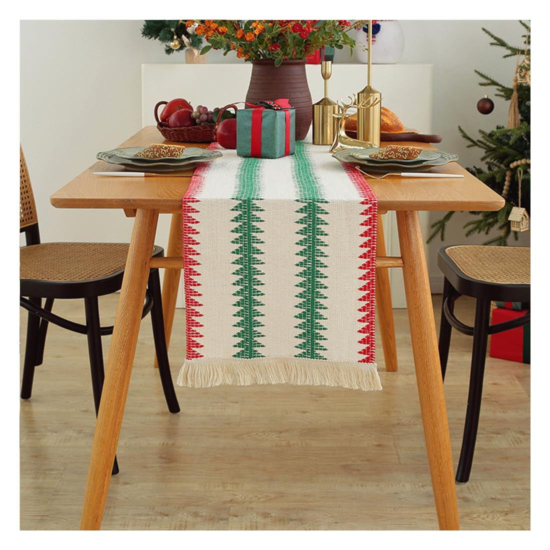 NIUSABOU Kitchen Dining TableDecoration, Boho Christmas Table Runner Multicolor 30x50-300cm(C,30x275cm(11.8x108.2in))