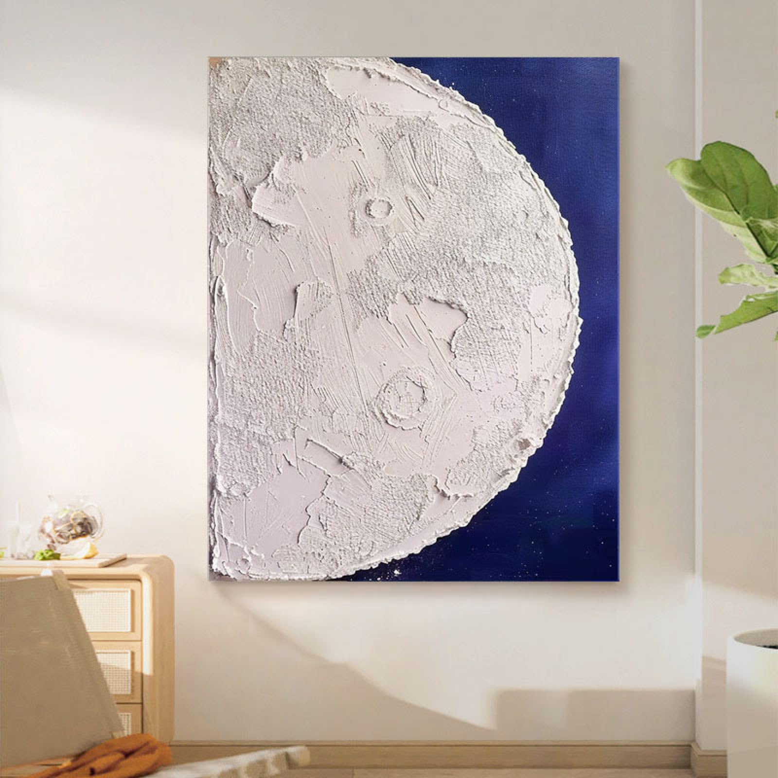 Peinture à l'huile abstraite lune grande taille pour salon