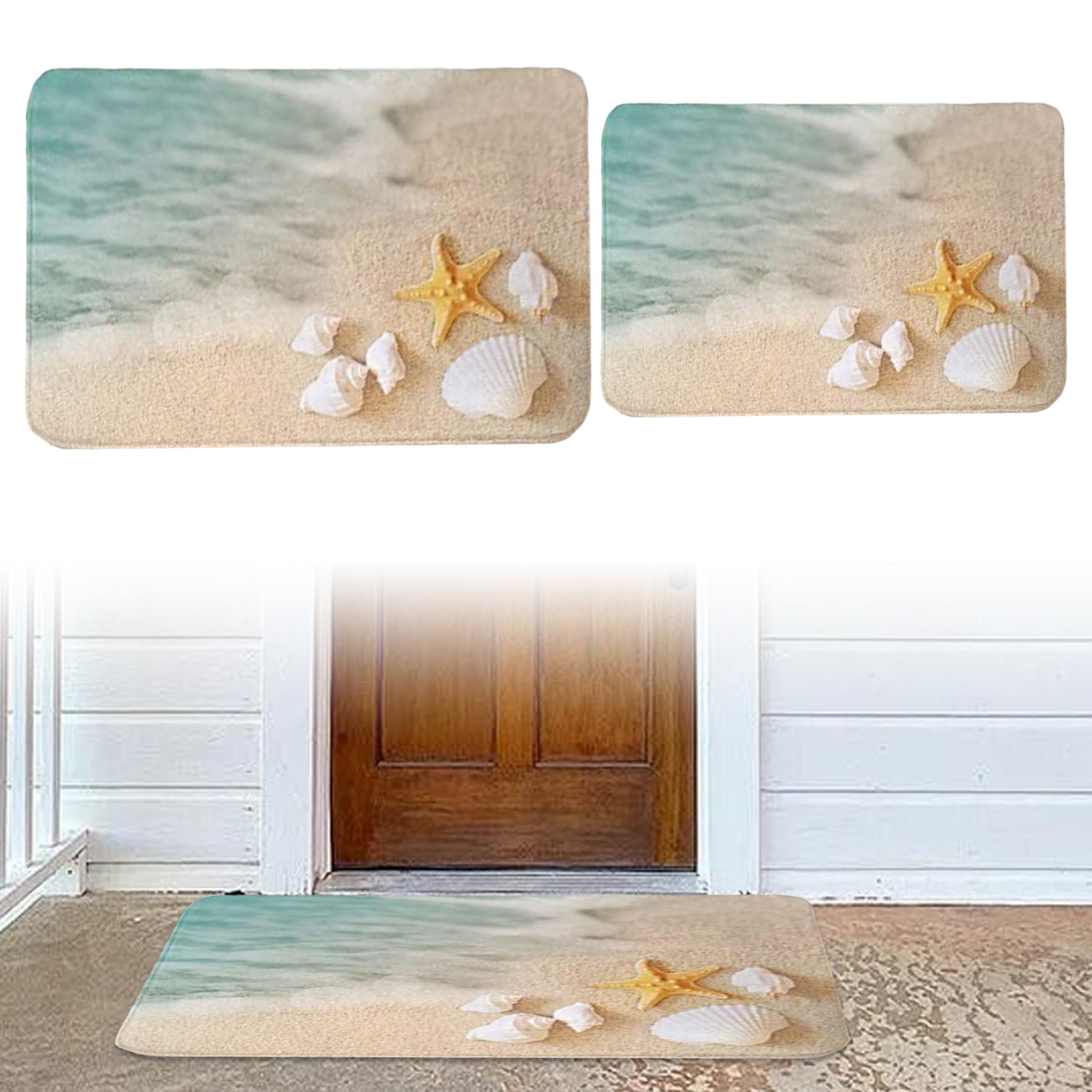 Tapis de salle de bain plage en flanelle douce lot de 2