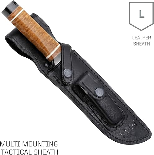 Miniatura 5 de SOG Bowie 2.0 - Cuchillo táctico de hoja fija con hoja de 6.4 pulgadas, cuchillo de caza con revestimiento rígido TiNi y acero AUS-8, funda de cuero
