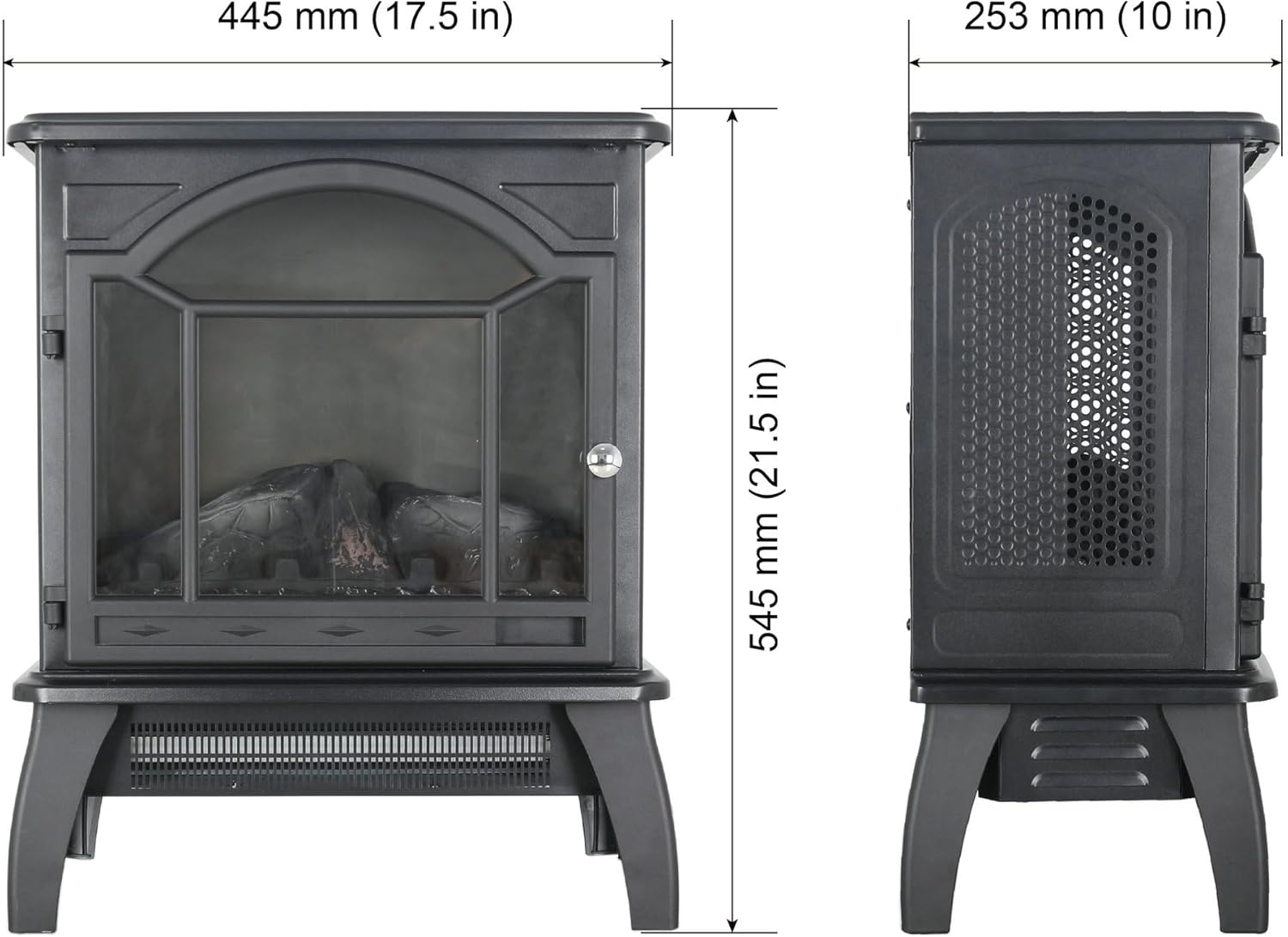 SOFTSEA 18 Inch 3D Flame Electric Infrared Quartz Fireplace Stove with Remote Control, Flame Colors Effect with 4 Adjustable Brightness, 1500W Heater and 11 Temperature Settings, Antique Black