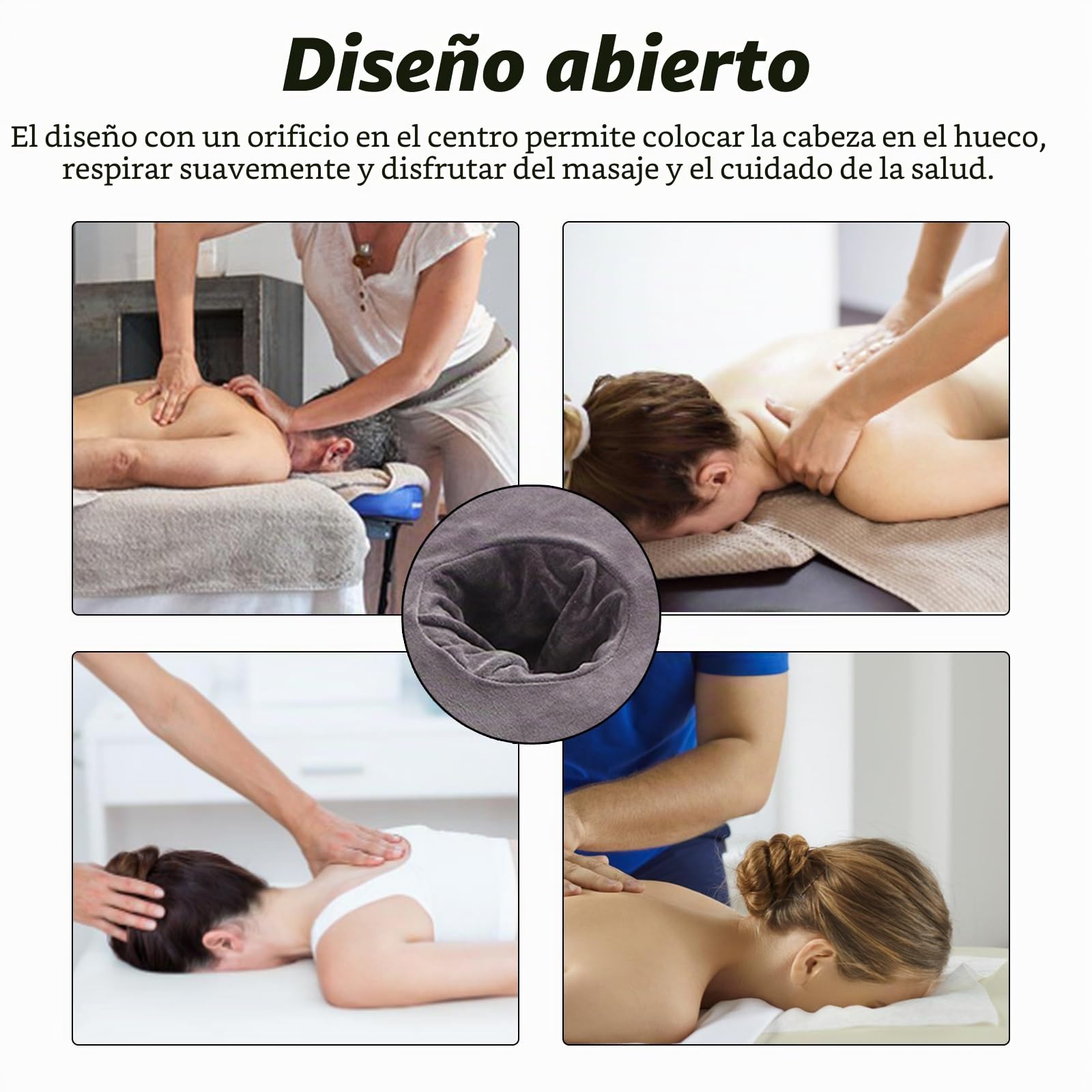 3 fundas de masaje con orificio para la cara, almohadilla facial suave, cubierta transpirable para camilla de masaje para cama de belleza universal, mesas de masaje, spa, salón de belleza y rostro