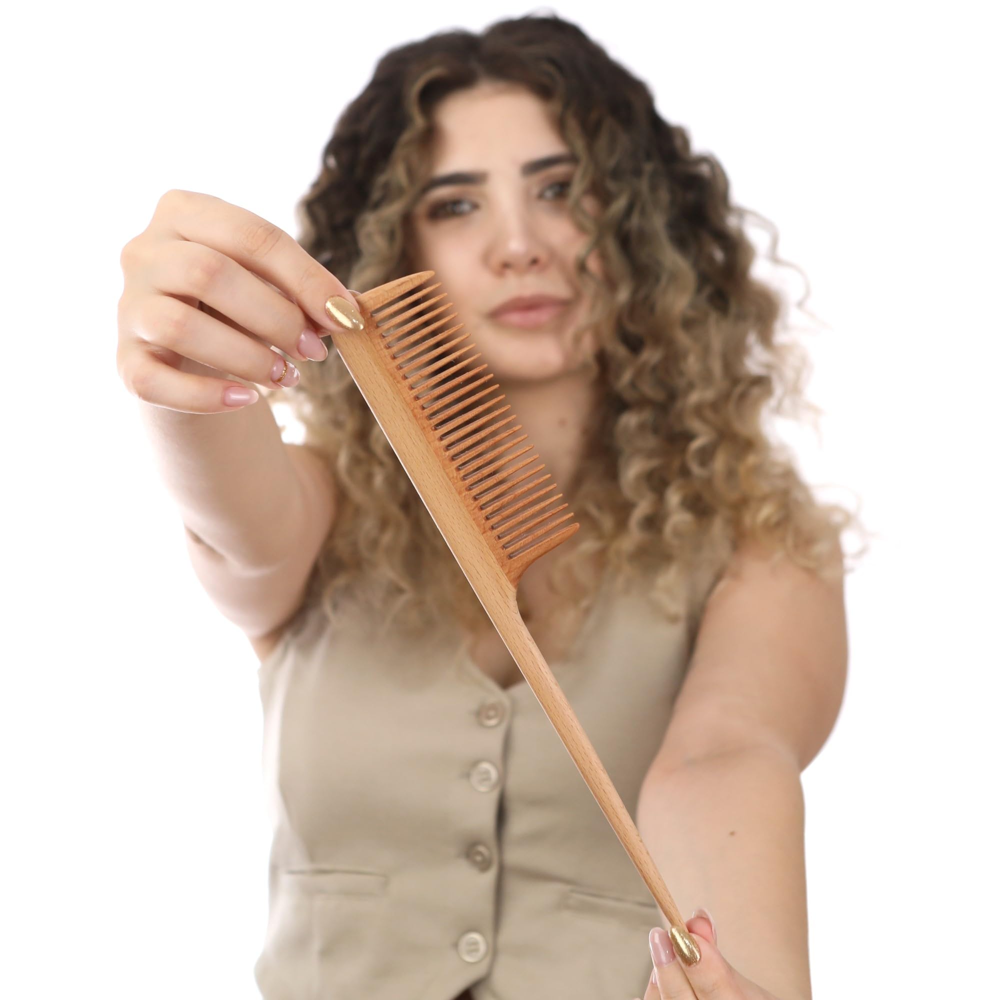Peine de madera de dientes anchos | Cepillo ancho de madera para cabello | Cepillo de pelo natural | Cepillo de pelo de estilo vintage | Peine de madera para un peinado suave | Peine antiestático