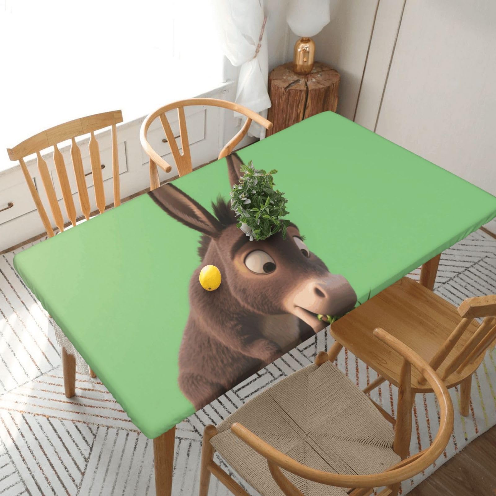 Fodpand Black Donkey Spandex Fitted Tablecloth For 5 Foot Rectangle Tables,Waterproof Picnic Table Cover Stretch Table Cloth Washable Table Protector For Picnic, Camping, Outdoor