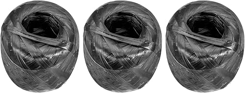 Cuerda de nailon de poliéster [para embalaje incluido en el hogar, bricolaje, 492.1 ft/492 pies/3 rollos de plástico, negro