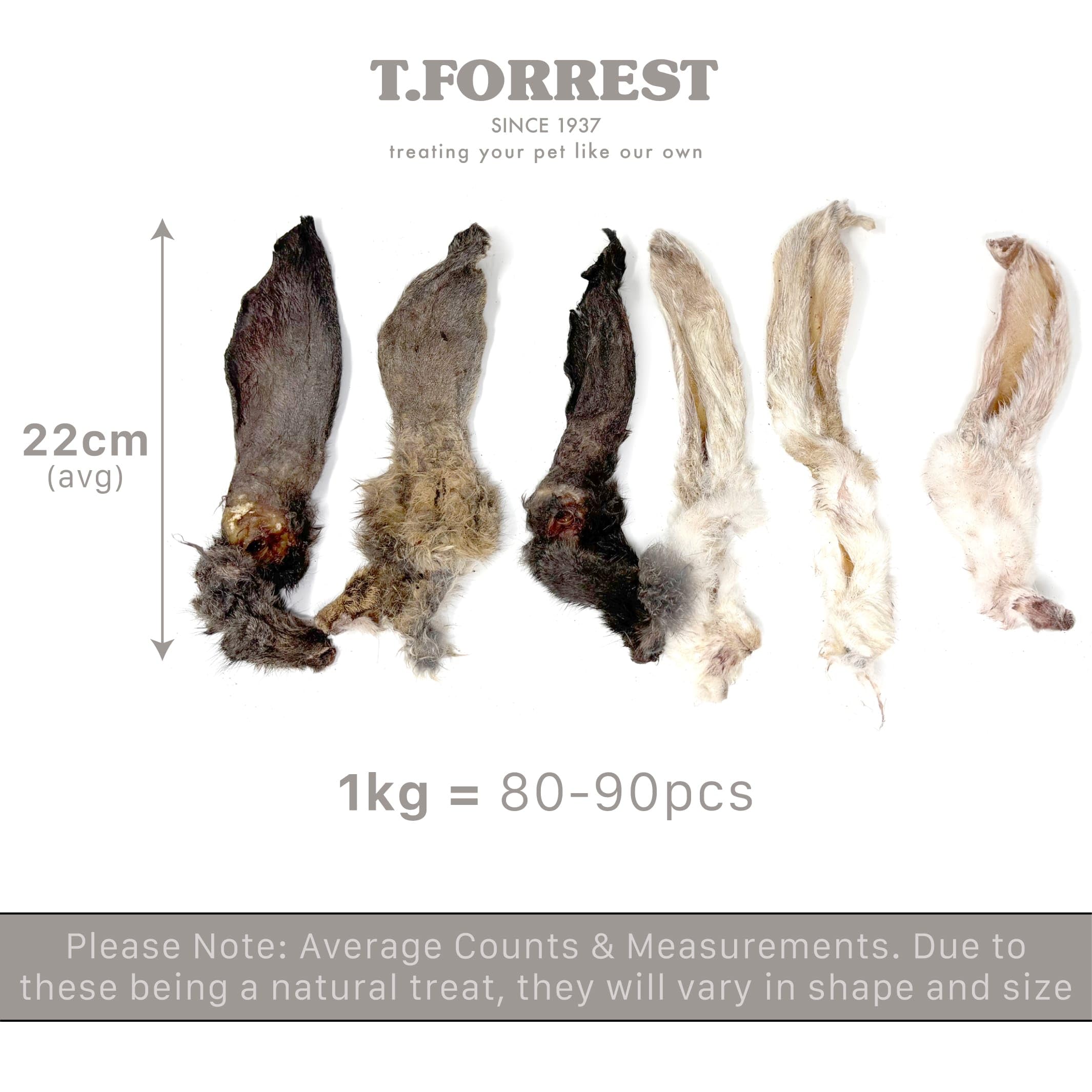 T.Forrest Natural Rabbit Ears with Hair for Dogs 1kg - Furry, Single Ingredient, Long-Lasting Healthy Dog Chew Treats - Image 4