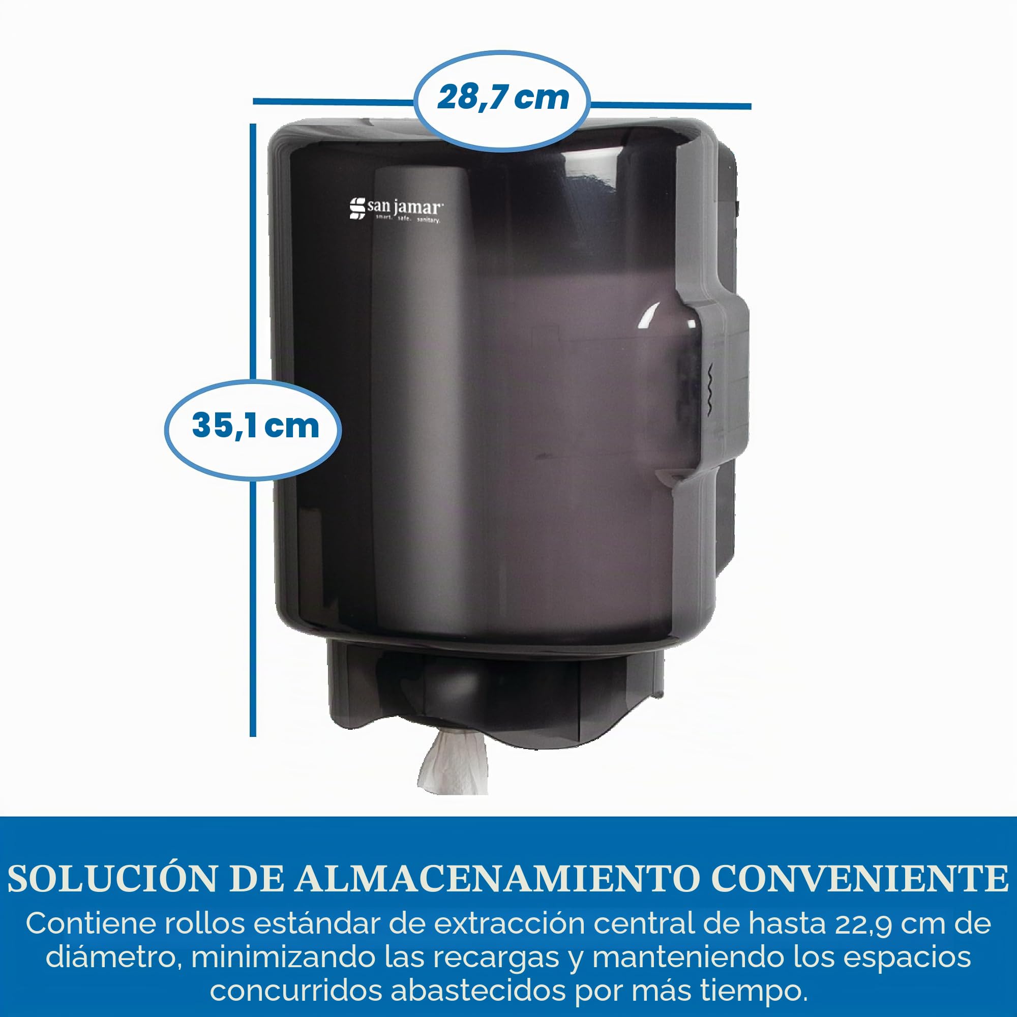 San Jamar Centerpull - Dispensador de Toallas de Papel con Embudo Ajustable para baño, cocinas y restaurantes, plástico, 13.25 x 10.75 x 10.25 Pulgadas, Negro