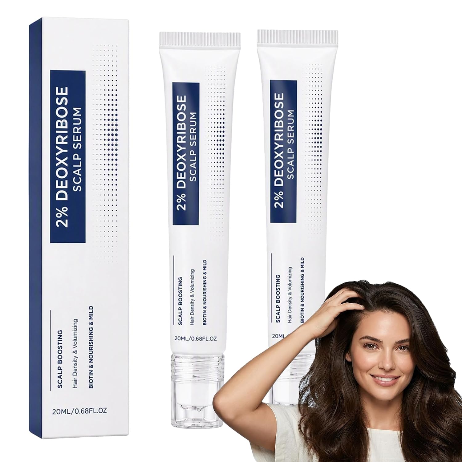 2% deoxyribose & biotin scalp serum, lightweight deoxyribose 2% scalp serum with biotin, scalps serums with roller applicator for fuller looking hair, lightweight scalps care, (2pcs)