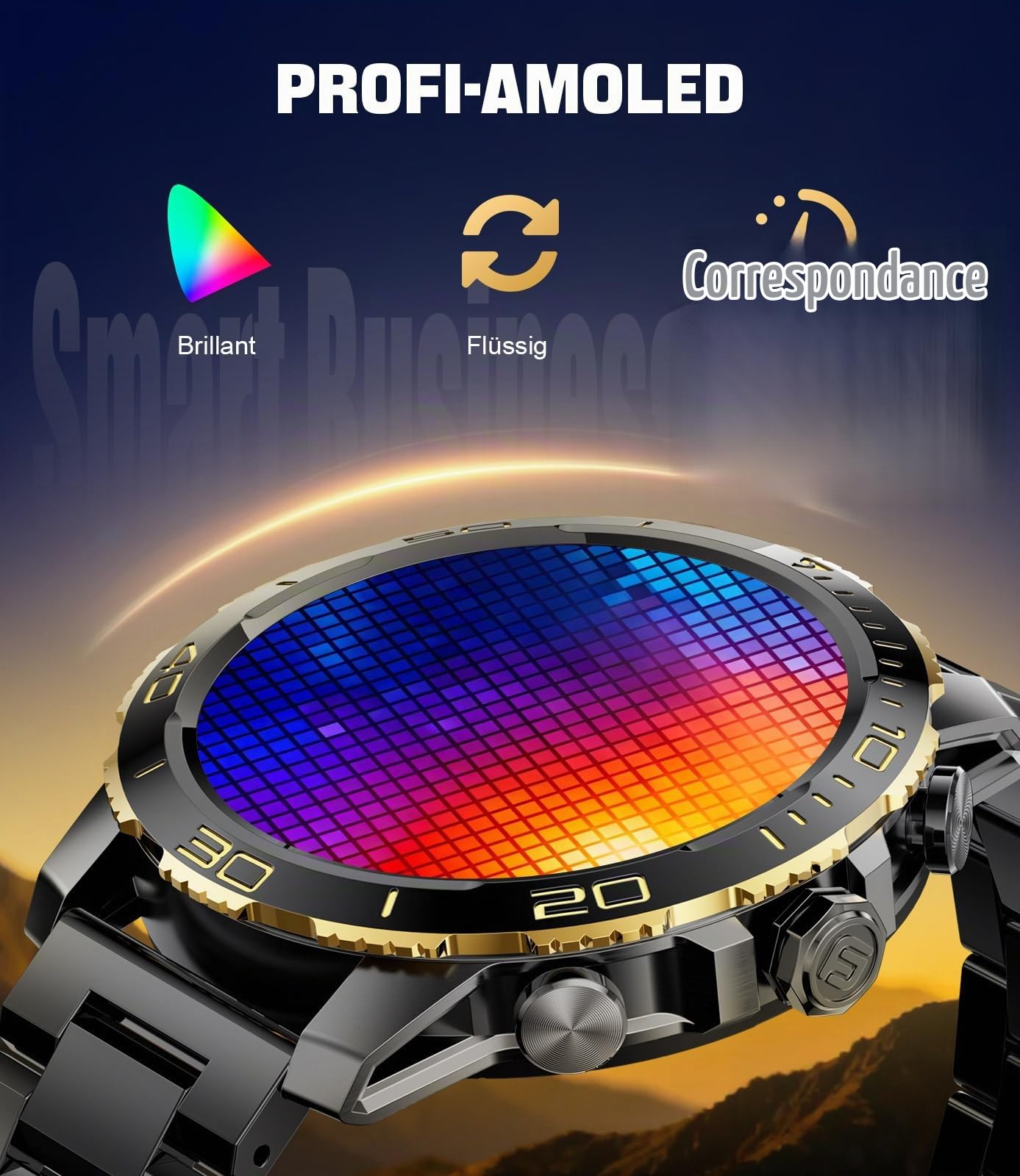 FITFLEX Montre Connectée Homme avec Batterie 800 mAh, 1.43" HD AMOLED Smartwatch Homme avec Appel Bluetooth/120+ Sportifs/Sommeil/Lampe de Poche, Etanche IP68, Fitness Montre iOS Android