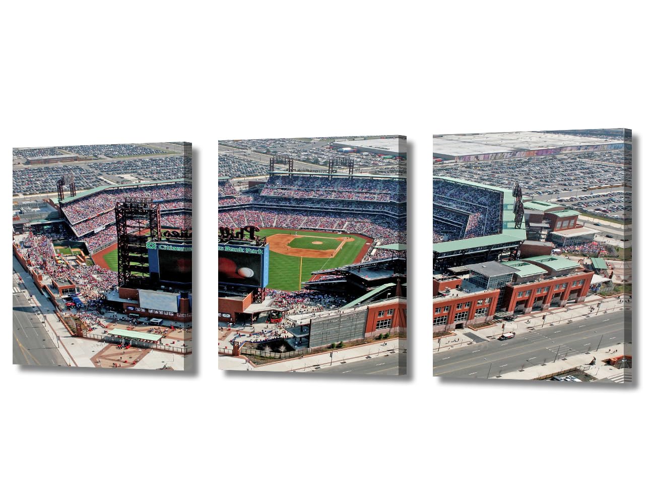 Philadelphia Citizens Bank Park Wall Decor Posters and Prints Aerial View of Baseball Stadium Art Prints 3 Piece Baseball Stadium Wall Decor Living